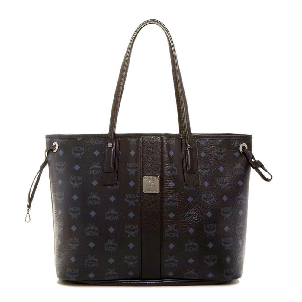MCM medium visetos black reversible tote NWT